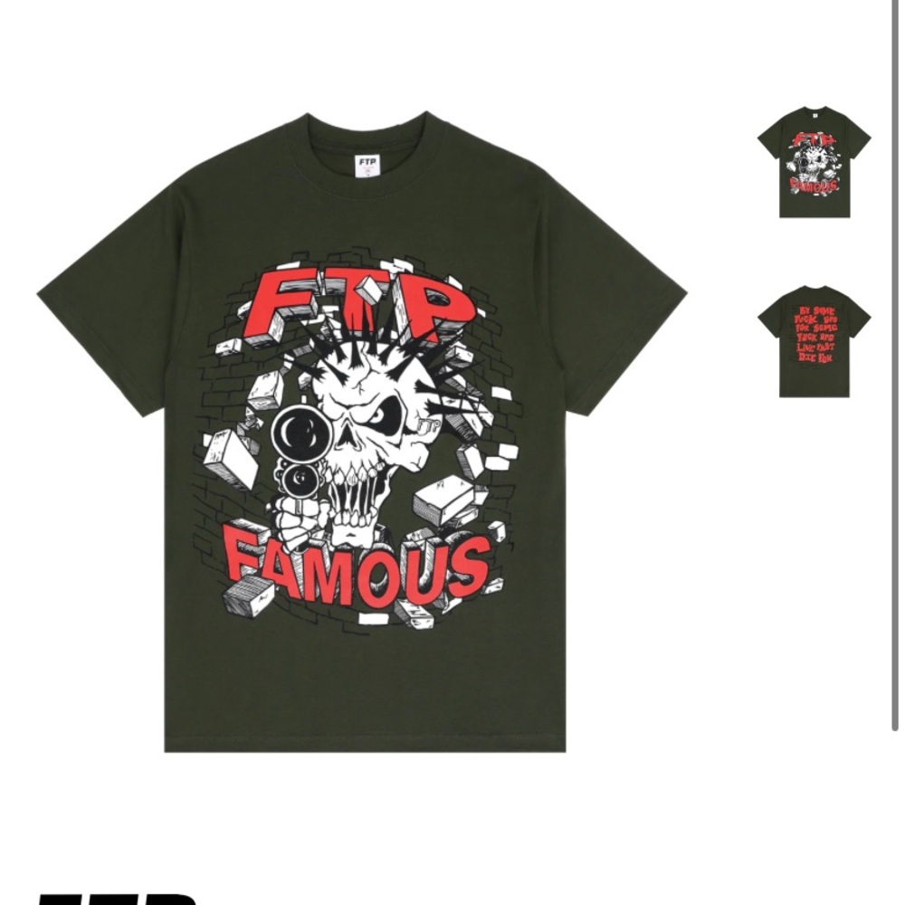 FTP x Famous Green Skull Tee size XXL NEW!